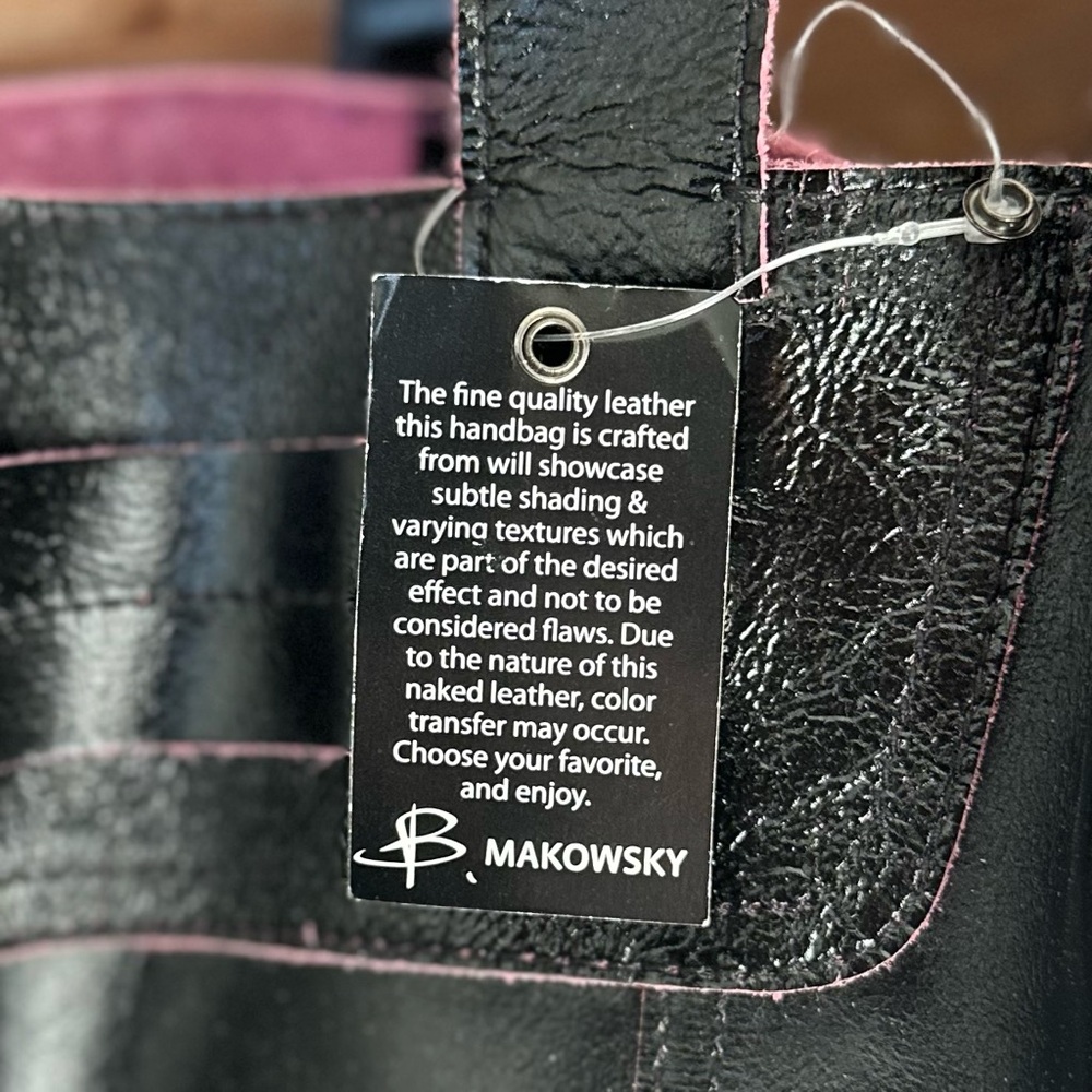 NWT - B. Makowsky Women's Black Genuine Leather Suede Shoulder Tote Bag - Picture 9 of 9